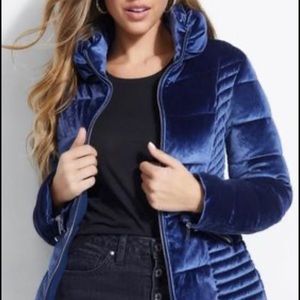 Guess Marciano MEDIUM cobalt bluewinter coat velvet velour